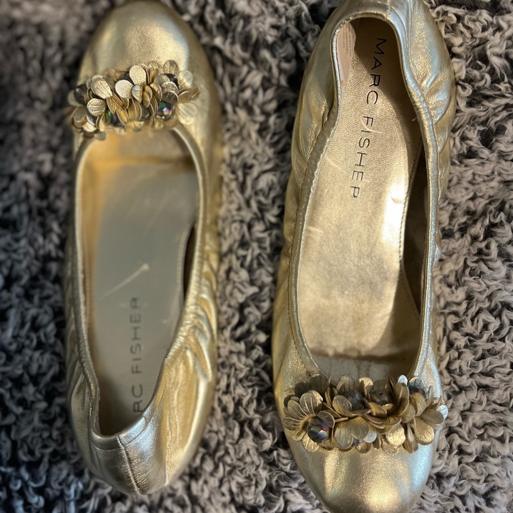 Gold Marc Fisher flats size 10